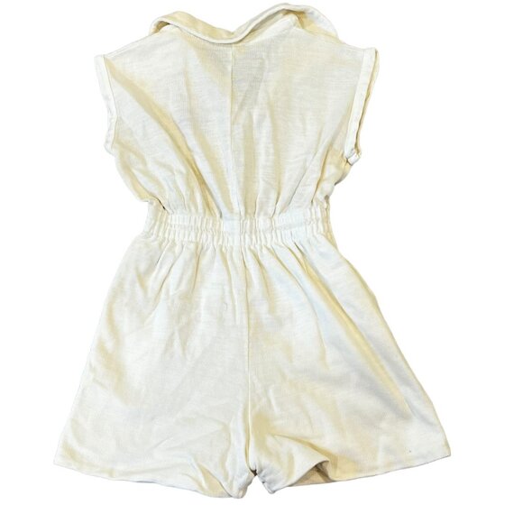 Vintage Girls Ivory Shorts Romper Red & Blue Crest Zip Front - Picture 2 of 9